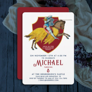 Epic Red Mediaeval Knight Jousting Boy Tournament  Invitation