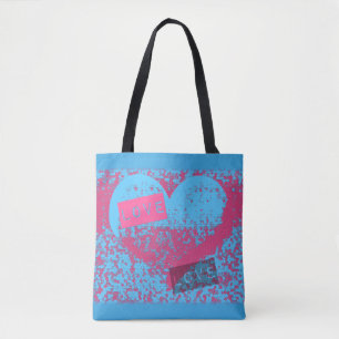 Epic Retro Colours Love Heart Design Tote Bag