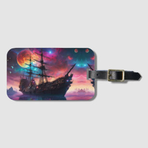 Epic Sailing Ship Skies and Planets Luggage Tag