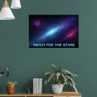Epic Sci Fi Universe Glowing Blue Nebula Poster