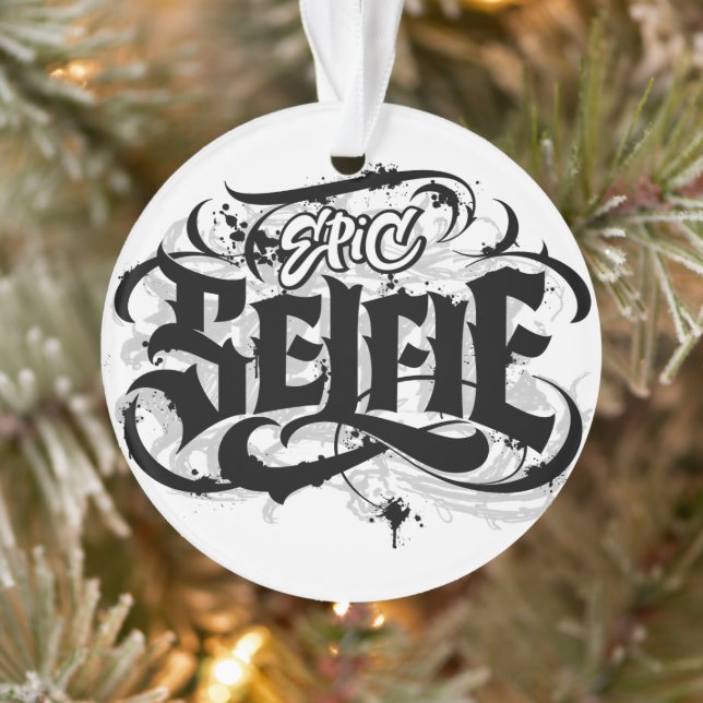 'Epic Selfie' Lettering Tattoo Christmas Ornament (Tree)
