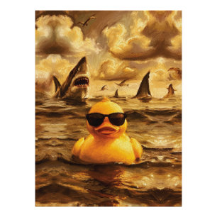 Epic Shark Attack with Brave Rubber Duck Photo Print