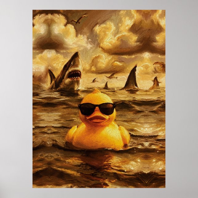 Epic Shark Attack with Brave Rubber Duck Poster (Front)