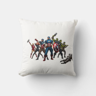 Epic Showdown: Avengers vs. Enemy Forces" Cushion