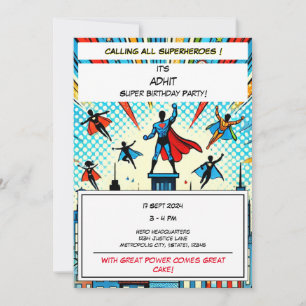 Epic Superhero Birthday Party Invitation