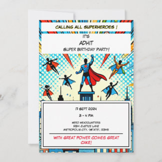 Epic Superhero Birthday Party Invitation