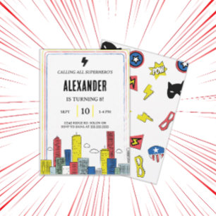 Epic Superhero Invitation   Boys Comic Book Party