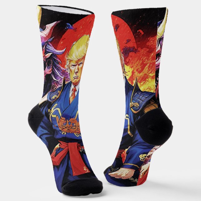 Epic Trump Samurai Anime Socks (Angled)