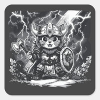 Epic Viking Cat Warrior with Axe & Shield