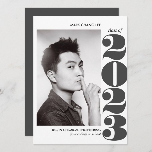 EPIC YEAR | GRAY BOLD COLLEGE PHOTO GRADUATION  CARD (Front/Back)