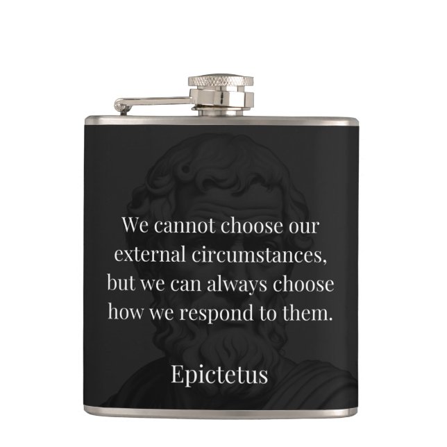 Epictetus's Wisdom: Empowerment through Response Hip Flask (Front)