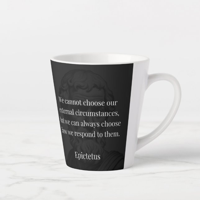Epictetus's Wisdom: Empowerment through Response Latte Mug (Right)