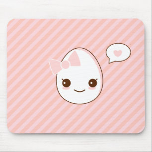 epicute girly egg pink stripes pattern mouse pad