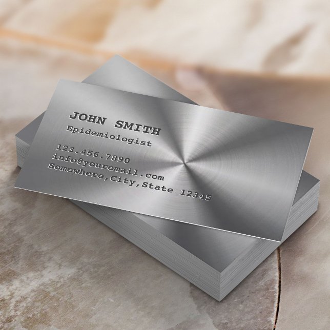 Epidemiologist Faux Stainless Steel Metal Business Card (Creator Uploaded)