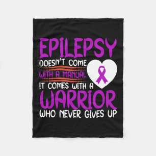 Epilepsy A Warrior Who Never Gives Up Purple Ribbo Fleece Blanket