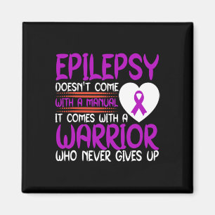 Epilepsy A Warrior Who Never Gives Up Purple Ribbo Magnet