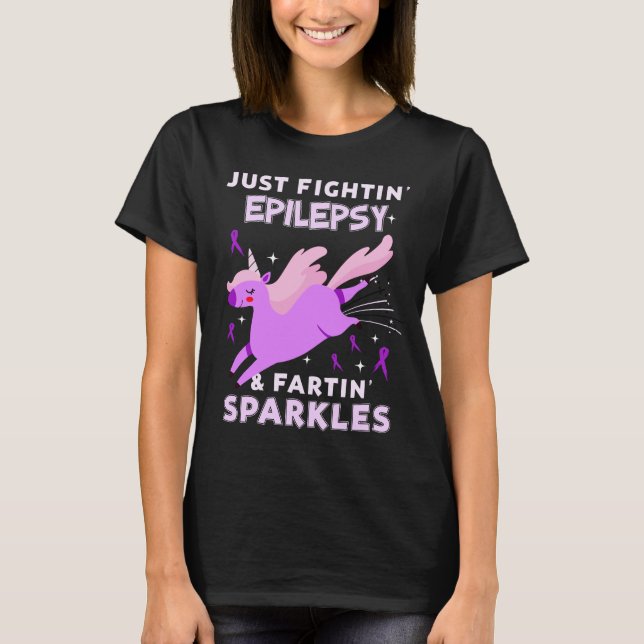 epilepsy appendix cancer unicorn farting sparkles T-Shirt (Front)