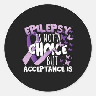 Epilepsy Awarenes Purple Ribbon Classic Round Sticker