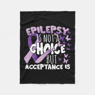 Epilepsy Awarenes Purple Ribbon Fleece Blanket