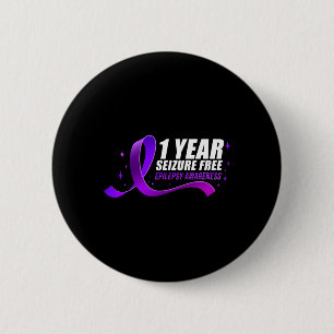 Epilepsy Awareness 1 Year Seizure Free Ribbon 1 6 Cm Round Badge