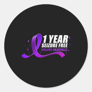 Epilepsy Awareness 1 Year Seizure Free Ribbon 1  Classic Round Sticker