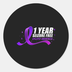 Epilepsy Awareness 1 Year Seizure Free Ribbon 1 Classic Round Sticker