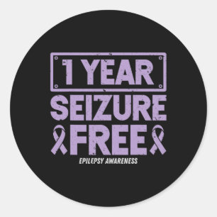 Epilepsy Awareness 1 Year Seizure Free Ribbon 2 Classic Round Sticker