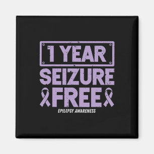 Epilepsy Awareness 1 Year Seizure Free Ribbon 2 Magnet
