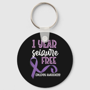 Epilepsy Awareness 1 Year Seizure Free Ribbon Key Ring