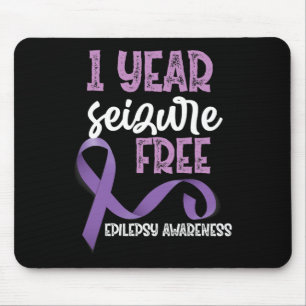 Epilepsy Awareness 1 Year Seizure Free Ribbon  Mouse Pad