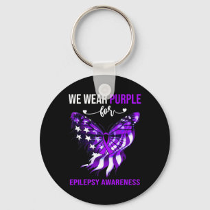 Epilepsy Awareness 4th July Purple Butterfly  Key Ring