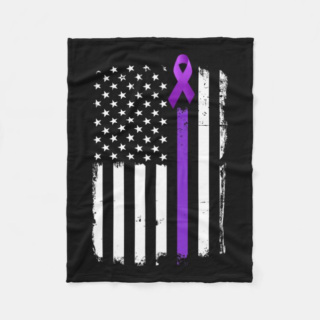 Epilepsy Awareness American Flag Purple Day Ribbon Fleece Blanket (Front)