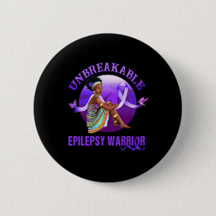 Epilepsy Awareness Black Women Unbreakable Warrior 6 Cm Round Badge