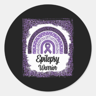 Epilepsy Awareness Bleached Rainbow Leopard Purple Classic Round Sticker