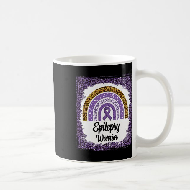 Epilepsy Awareness Bleached Rainbow Leopard Purple Coffee Mug (Right)
