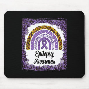 Epilepsy Awareness Bleached Rainbow Leopard Purple Mouse Pad
