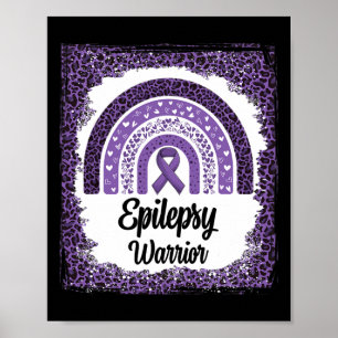 Epilepsy Awareness Bleached Rainbow Leopard Purple Poster