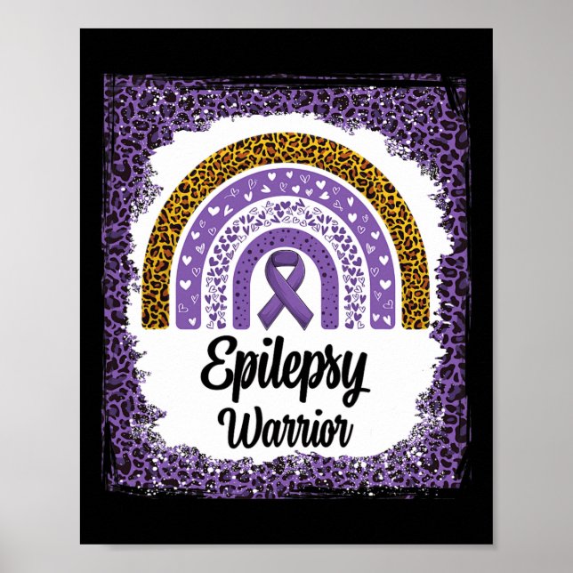 Epilepsy Awareness Bleached Rainbow Leopard Purple Poster (Front)