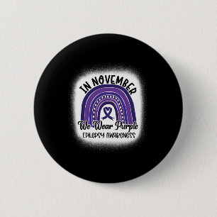 Epilepsy Awareness Bleached Rainbow Purple Ribbon 6 Cm Round Badge