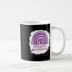 Epilepsy Awareness Bleached Rainbow Purple Ribbon Coffee Mug