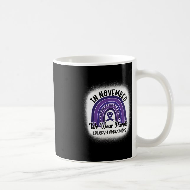 Epilepsy Awareness Bleached Rainbow Purple Ribbon  Coffee Mug (Right)