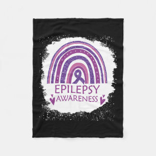 Epilepsy Awareness Bleached Rainbow Purple Ribbon  Fleece Blanket