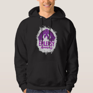 Epilepsy Awareness Bleached Rainbow Purple Ribbon Hoodie