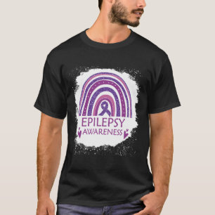 Epilepsy Awareness Bleached Rainbow Purple Ribbon T-Shirt