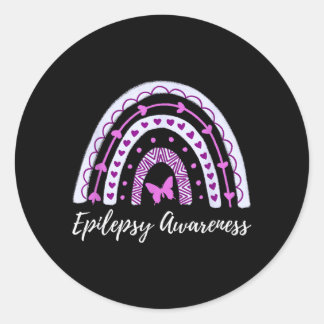 Epilepsy Awareness Boho Rainbow Classic Round Sticker