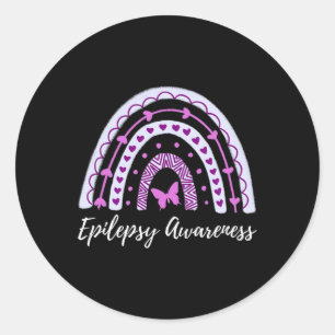 Epilepsy Awareness Boho Rainbow Classic Round Sticker