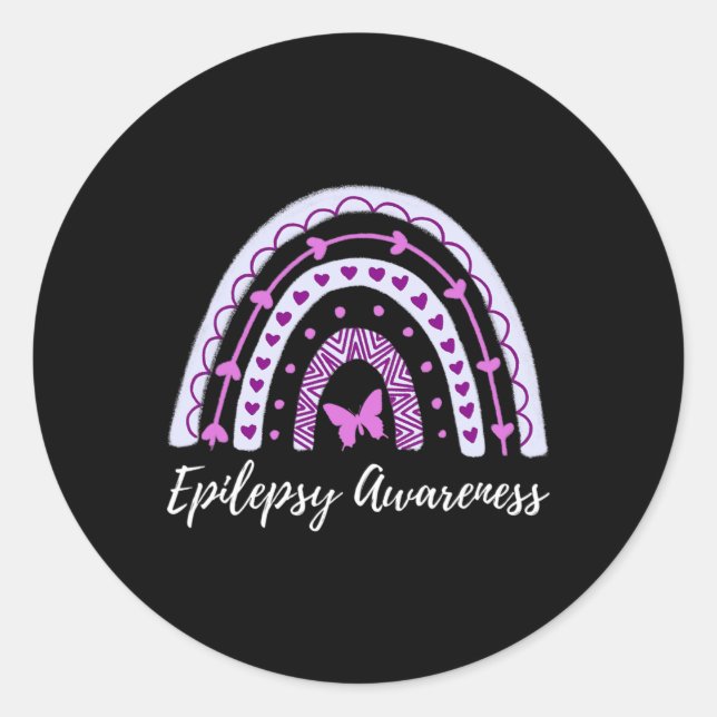 Epilepsy Awareness Boho Rainbow  Classic Round Sticker (Front)