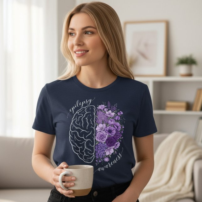 Epilepsy Awareness Brain Flowers Support Tri-Blend Shirt (Creator Uploaded)