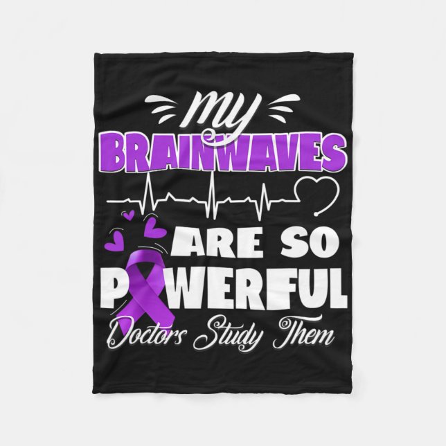 Epilepsy Awareness Brain Waves Epileptic Warrior S Fleece Blanket (Front)