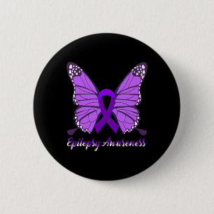 Epilepsy Awareness Butterfly Purple Ribbon Epileps 6 Cm Round Badge